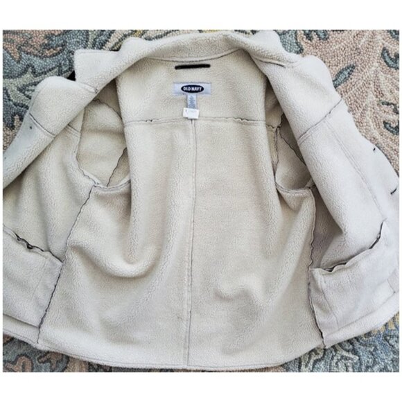 EUC Mens Y2K Brown Sherpa-Lined Faux Suede Coat Old Navy Sz XL Heritage Workwear - Picture 5 of 12